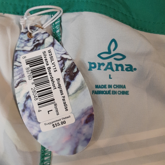 prana L Silvana Boardshort Bluegrass Paradise 34 x 6 - Picture 7 of 7